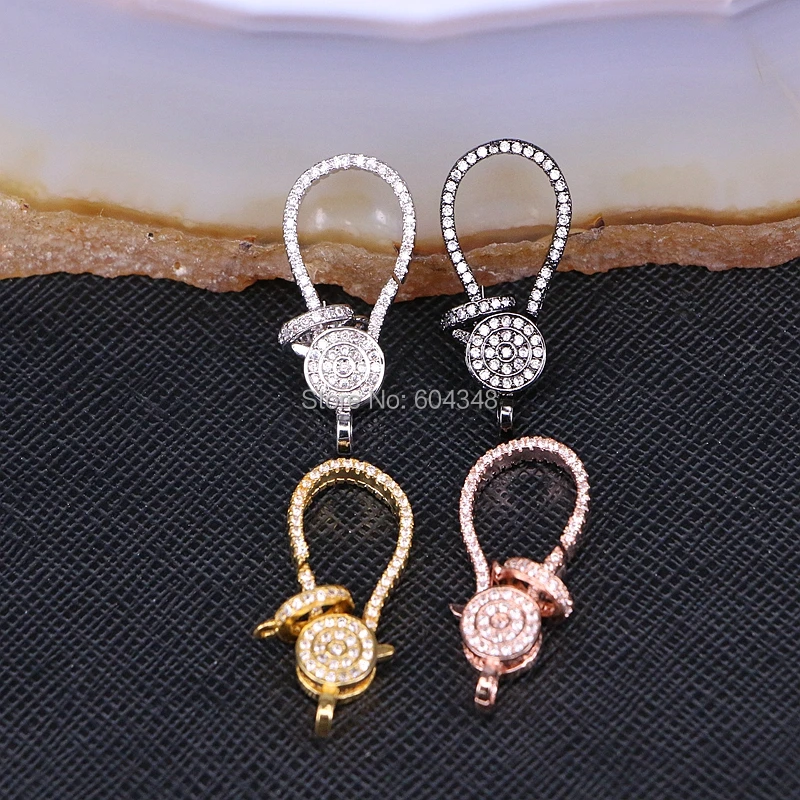 

10PCS ZYZ180-9141 Fashion CZ Pave Big Lobster Clasp Finding With Two Loops Lobster Findings For Jewelry Making Accessories