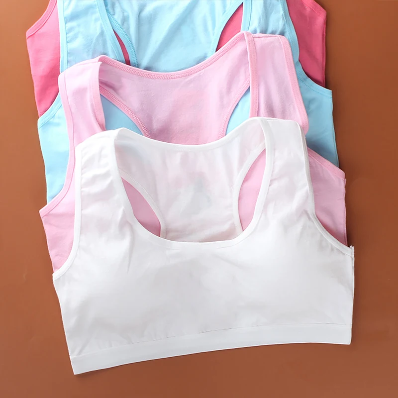 

Cotton Bra For Girls Underwear Lingerie Kids Teens Teenage Young Adolescente Student Cotton Double Deck Solid Color Sport Style