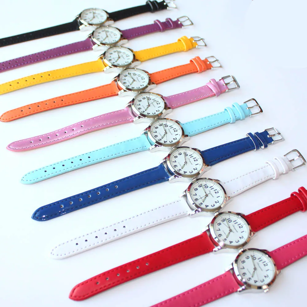 Модные брендовые Детские часы для девочек, повседневные водонепроницаемые часы с кожаным рисунком для девочек, электронные кварцевые наручные часы для студентов