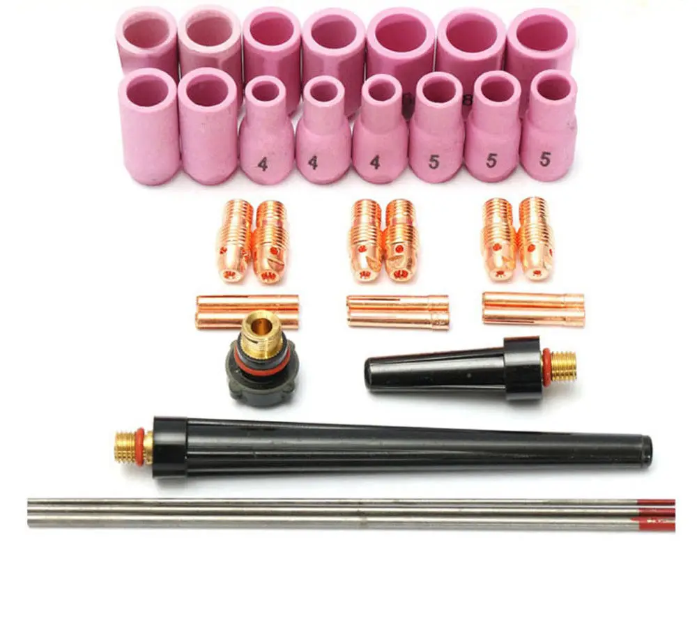 

33 pcs TIG Welding Torch Nozzle part Kit for WP-9 WP-20 WP-25 WC20 Tungsten Pilot Arc Welding Torch Tools