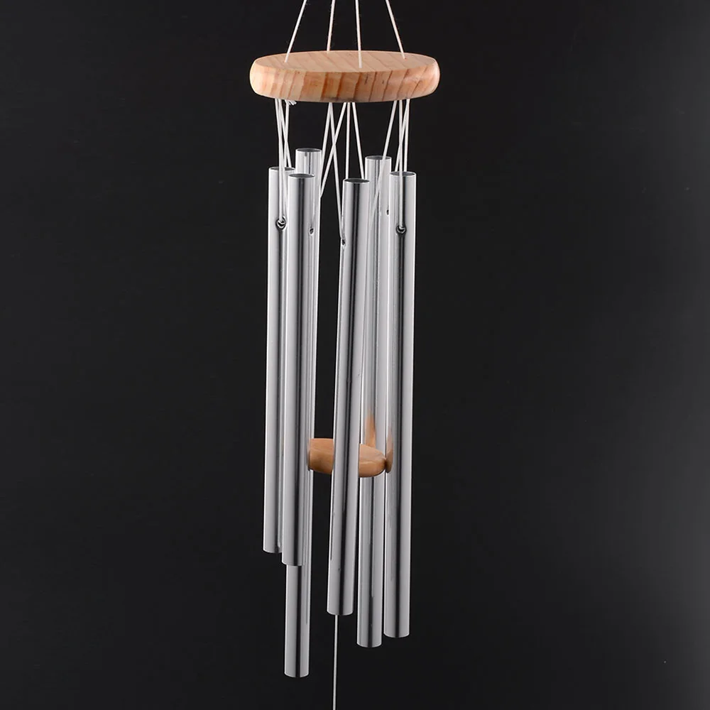 Новые металлические Алюминий 6-трубы висит благословение Wind Chime w/дерево Подвеска Home Decor