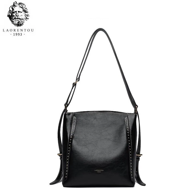 

LAORENTOU high quality fashion luxury brand Messenger bag female 2019 new wave wild leather shoulder bag simple leather handbag