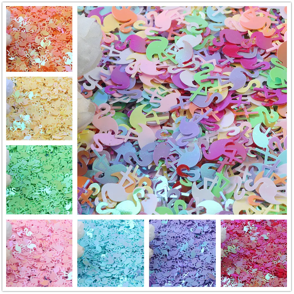 

20g/lot Paillettes 10*15mm Flamingo Shape Loose Sequins for Crafts PVC Nail Confetti Craft Glitter Sequin DIY Sewing Accessories