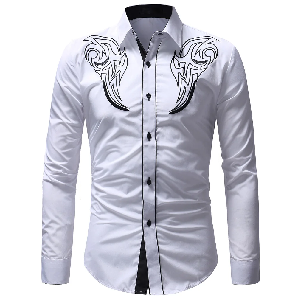 2018 новые модные повседневные мужские рубашки с длинным рукавом Slim Fit