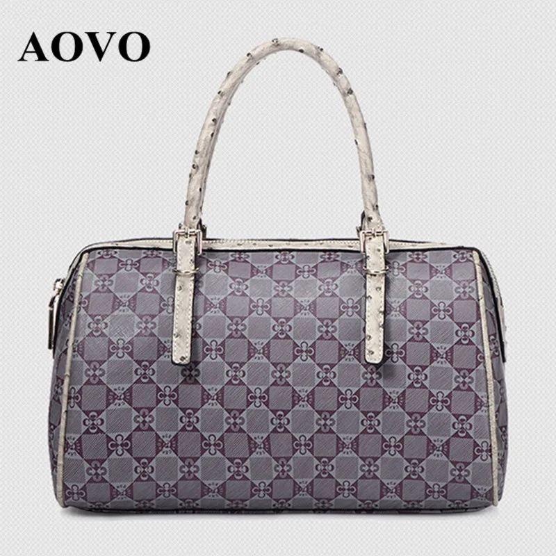 

AOVO Brand Design Luxury High-grade PVC Women's Bag Handbag/Unique Ostrich pattern Top-handle bags for Elegant Fashion Ladies