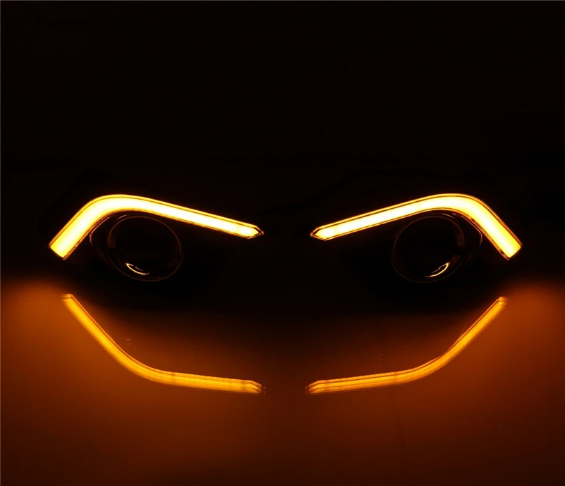 Автомобильный мигающий 2 шт. для Mazda 3, Мазда 3, Axela 2013,,, светодиодный DRL Дневной ходовой светильник, противотуманный желтый указатель поворота, Стайлинг