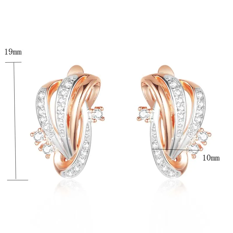 Модные ювелирные изделия для женщин 585 розовое золото цвет свисающие серьги белый кубический циркон цветы Висячие серьги завод - Окраска металла: ER0221