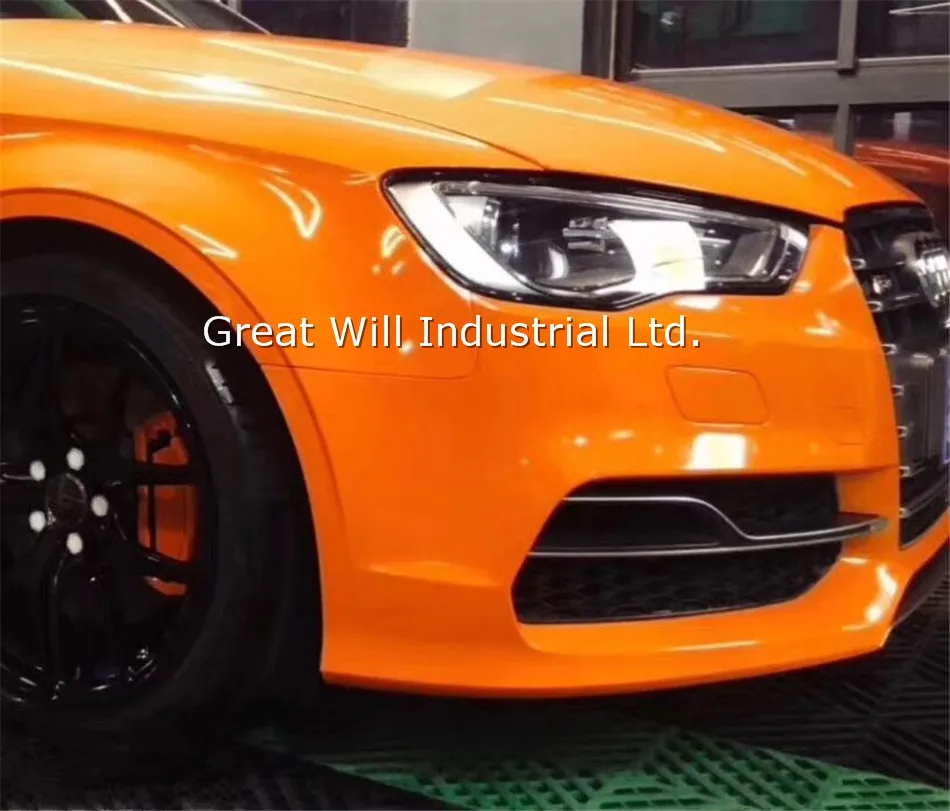 

Orange Crystal Vinyl Wrap Film With Air Bubble Free Crystal Orange Car Wrap Cover Sticker Size 1.52*20M/Roll