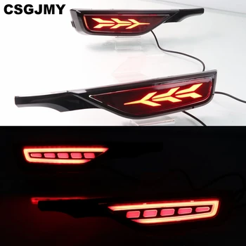 

CSGJMY 2PCS Brake Light For Honda Fit Jazz 2018 2019 12V Car LED Rear Fog Lamp Rear Bumper Light Flowing Turn Signal Reflector