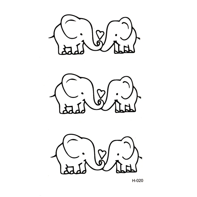 cut elephant in love anime sticker white henna tattoo for men