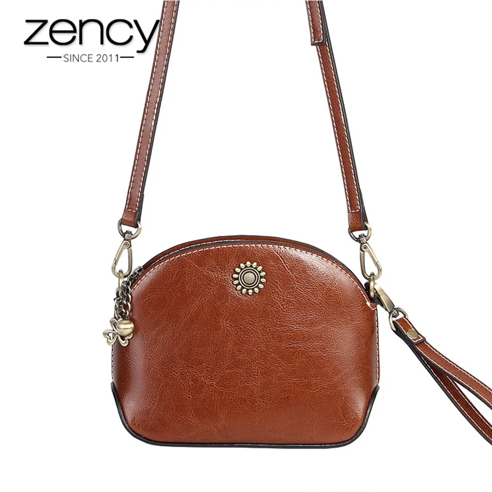 Sacs Zency En Mode Mini bourgogne Simple Messenger Main coffee Noir brown Véritable Forme Brun Bandoulière Élégant Sac À Femmes Coquillage 100 Cuir f6wfqSC