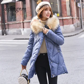 

Winter Jacket Women New 2019 Coats Artificial raccoon hair collar Female Parka black Thick Cotton Padded Lining Ladies M-3XXXL