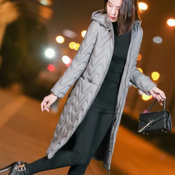 

Winter Large size Medium length Women's Cotton Coat 2020 Fashion Long-sleeved Hooded Solid color Women Down Cotton Coat NUW59