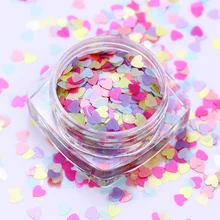 2 г матовый перламутровый форма сердца блеск для ногтей Блестки 3 мм смешанные цвета голографические блёстки для ногтей Flakies блестка DIY 3D дизайн ногтей украшения