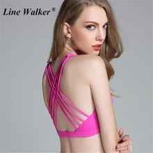Линия Walker Для женщин пуш-ап спортивные бюстгальтеры, топы Спортивная бюстгальтер крест-накрест кроп Фитнес жилет женский йога бюстгальтеры для ношения при активном образе жизни