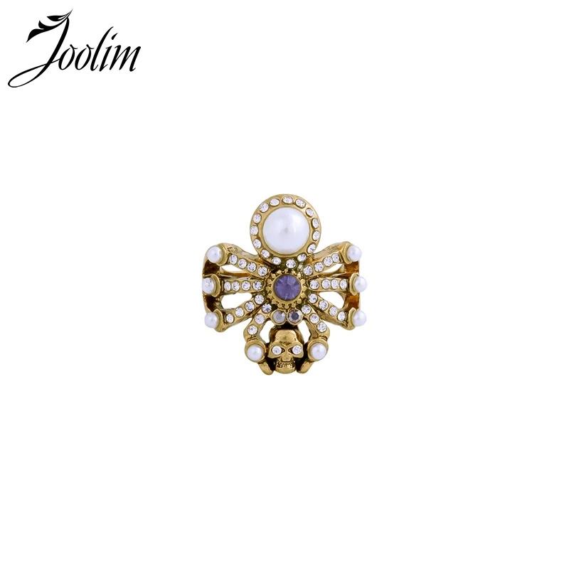 

JOOLIM Beautiful Pearl Spider Skull Ring Statement Cocktail Ring