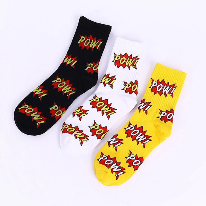 Модные хлопковые мужские носки с принтом в стиле хип-хоп, носки для скейтборда для мужчин, носки в уличном стиле, носки для пар, носки с английскими буквами