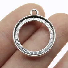 WYSIWYG 10 pièces 20mm taille intérieure Double face Antique couleur argent en alliage de Zinc camée Cabochon réglage de la Base pendentif à breloques bricolage