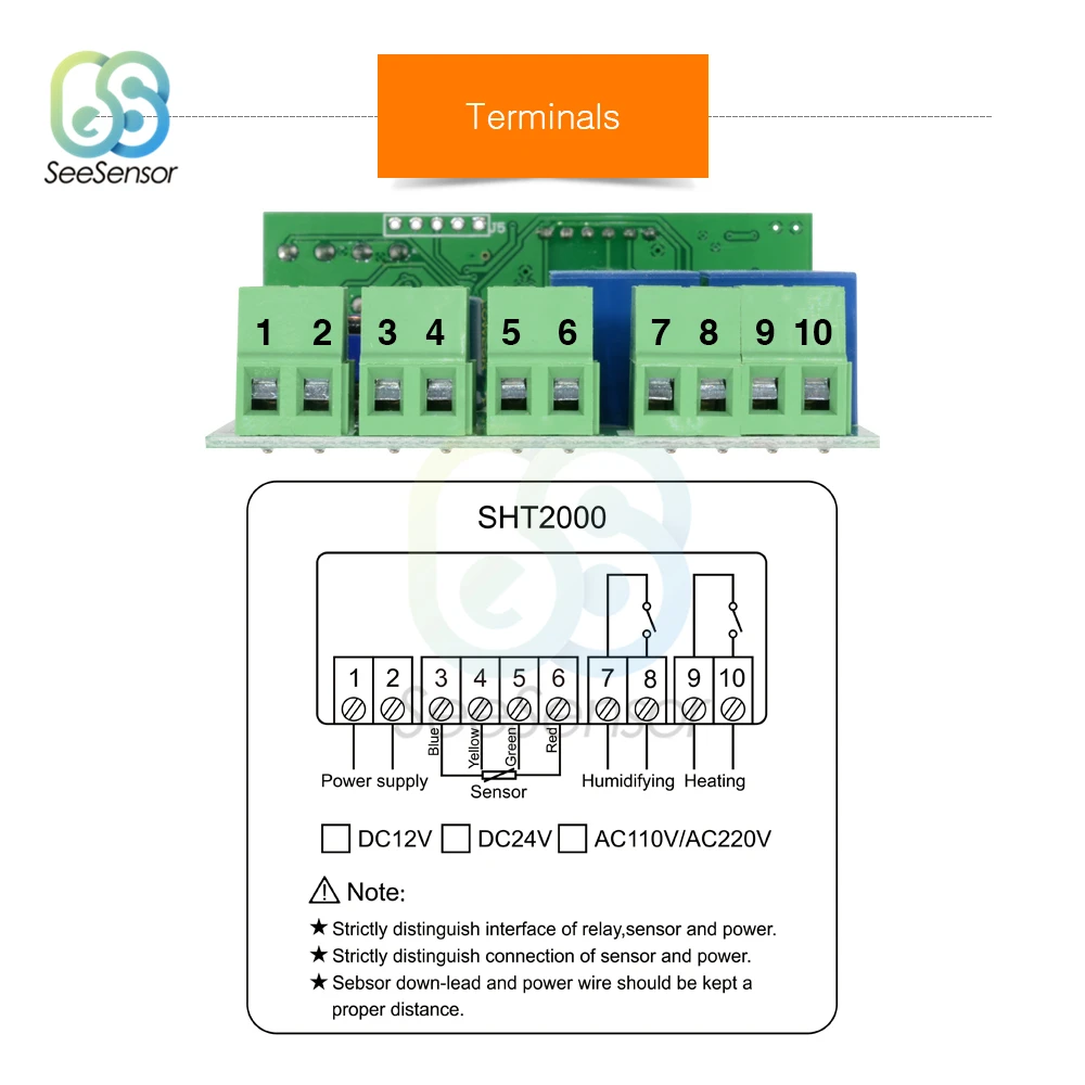 SHT2000 AC 110 220 V DC 12 V-72 V Цифровой регулятор температуры и влажности Домашний холодильник-термостат Гигростат Термометр Гигрометр регулятор влажности контроллер температуры