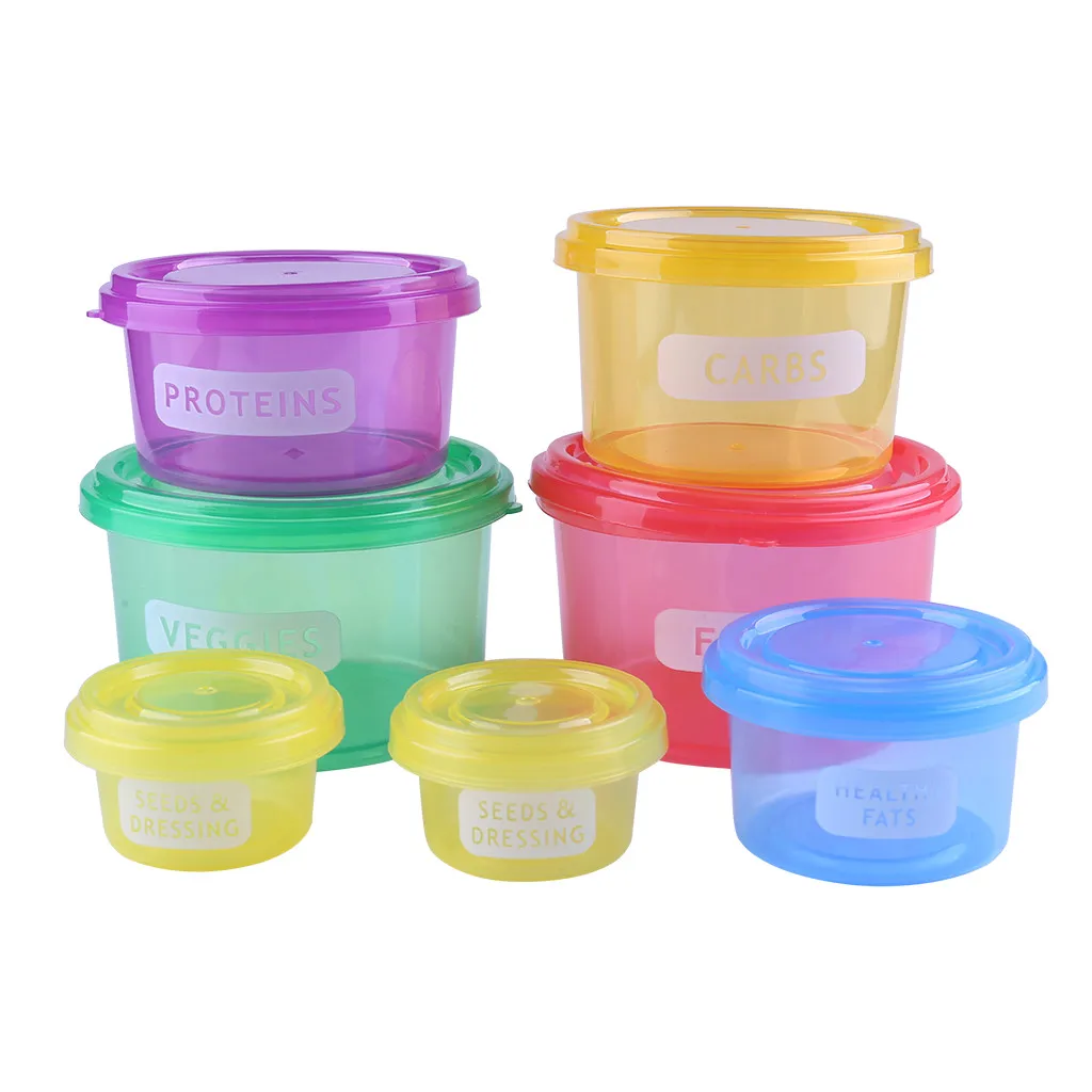 

ISHOWTIENDA 2019 7Pcs Portion Control Food Box Prep Storage Container Fitness Meal Eating Plan Hot sale