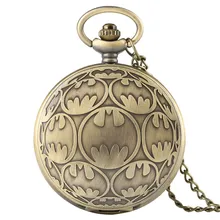 Новые бронзовые кварцевые карманные часы ожерелье подвеска Бэтмен повседневные брелоки часы мужские часы подарки на день рождения для детей мальчиков