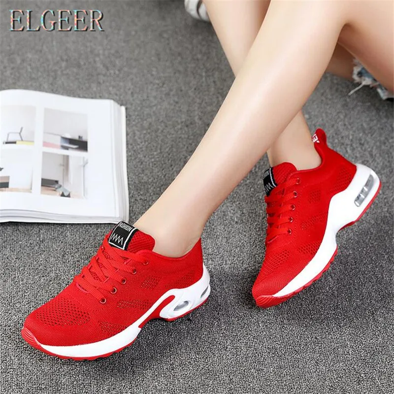 

ELGEER New hot women's shoes fly woven breathable shock absorber mesh air cushion shoes women's Sneakers Platform shoes