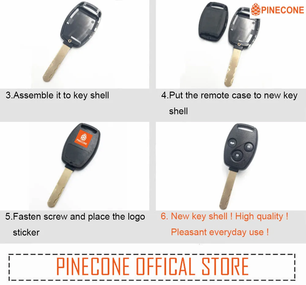 PINECONE для HONDA ACCORD CROSSTOUR CIVIC EX CRV CRZ ODYSSEY PILOT FIT RIDGELINE чехол для ключей сменный брелок 1 шт