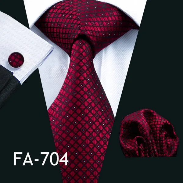 Barry. Wang, Новое поступление, мужские галстуки для мужчин, красные галстуки, набор, модный, тканый, на шею, галстук, Hanky, запонки, набор для свадьбы, вечеринки, бизнеса - Цвет: FA-704