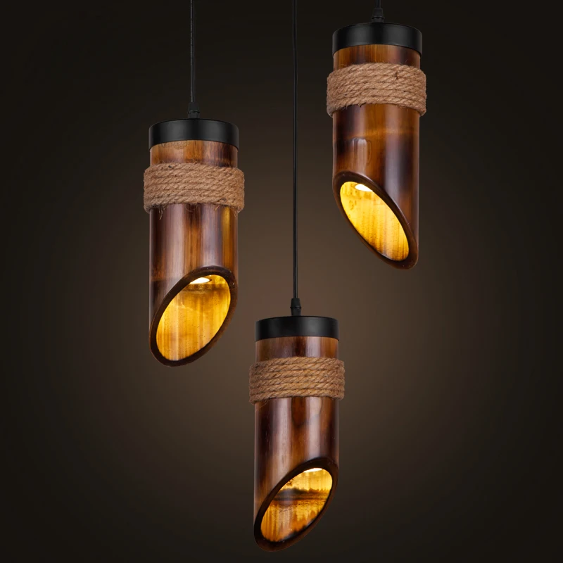 

New Chinese Bamboo pendant lamp lights chandelier lighting led hanglamp loft decor lamps light fixtures Living room loft decor