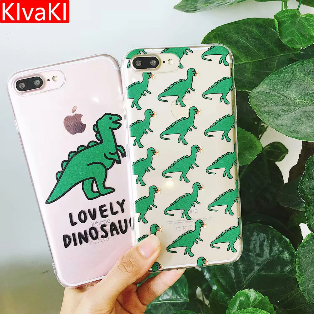 

KIvaKI Silicone Case For iPhone 6 case 6S 7 Plus X Cute Dinosaur Soft TPU Cover for iPhone 7 Case 8 Transparent Case Coque