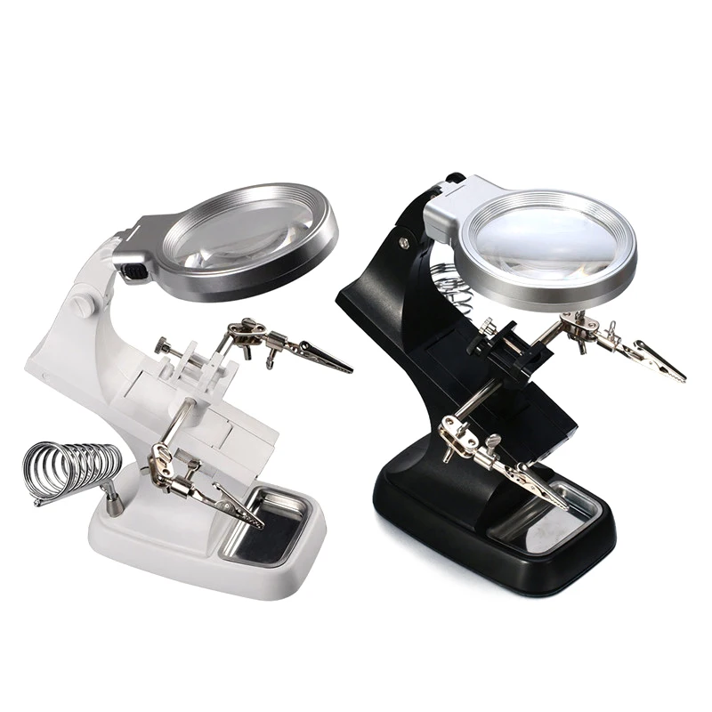3X 4.5X Magnifying Glass Welding LED Magnifier Alligator Clip Holder