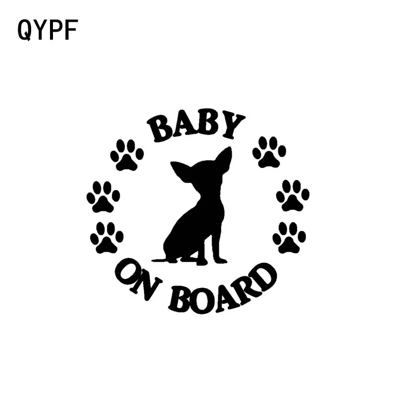 QYPF 14 см * 12 8 Виниловая наклейка для автомобиля мотоцикла чихуахуа собаки черная