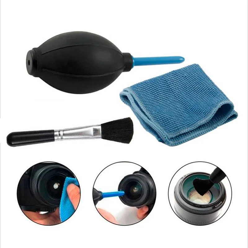 3in1 Dust Cleaner Camera Cleaning Lens Brush Air Blower Wipes Clean