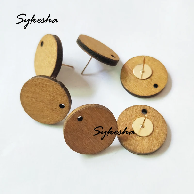 

2019 DIY Round Wood Charm with Single Hole Back Stud For Earring Jewelry Making Statement Ear Fashion Findings
