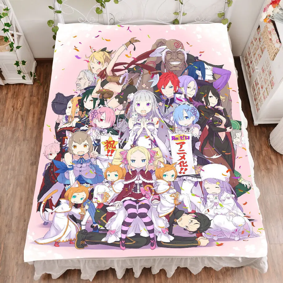 Günstige Anime Re Null Emilia Ram Rem Otaku Bettlaken Decke Bettwäsche Bettdecke Geschenke