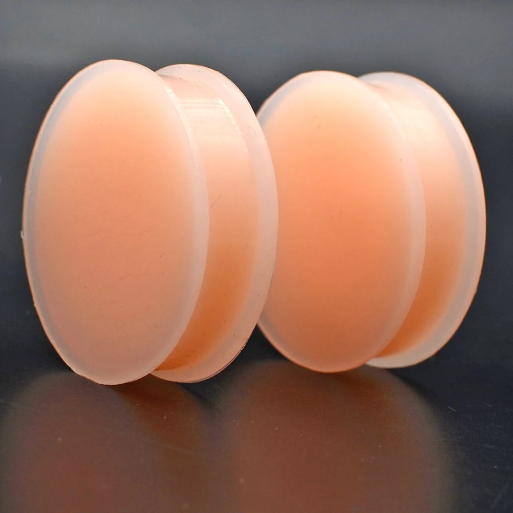 Pair Silicone Flexible Thin Double Flared Ear Plugs Flesh Tunnel Ear Gauge Expandar Stretcher 3mm-38mm Earrings Jewelry Piercing