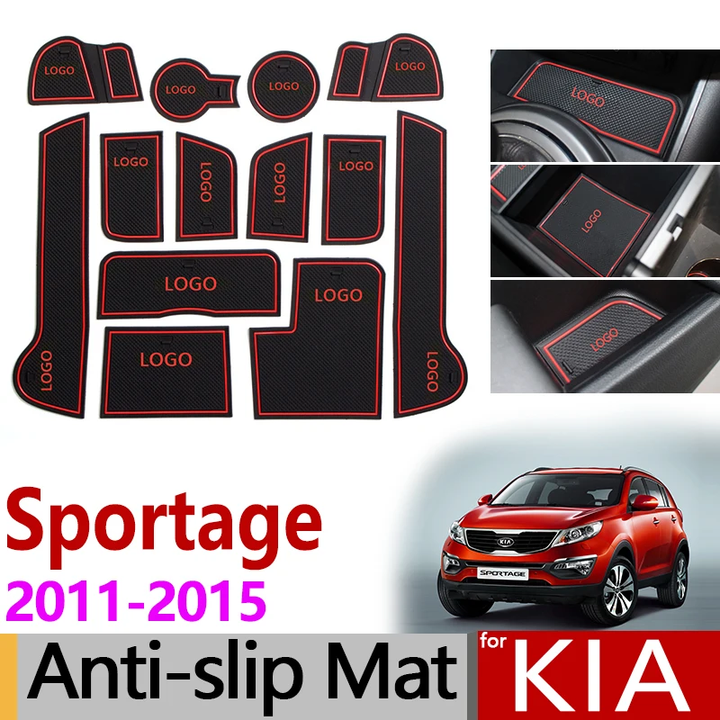 Противоскользящий коврик для ворот резиновая подставка для KIA Sportage 2011 2012 2013 MK3 SL R аксессуары наклейки 13 шт. белый/красный