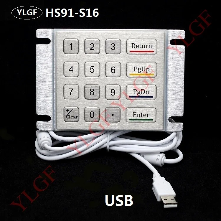 Металлическая клавиатура встроенная Ylgf Usb интерфейс 16 клавиш водонепроницаемый
