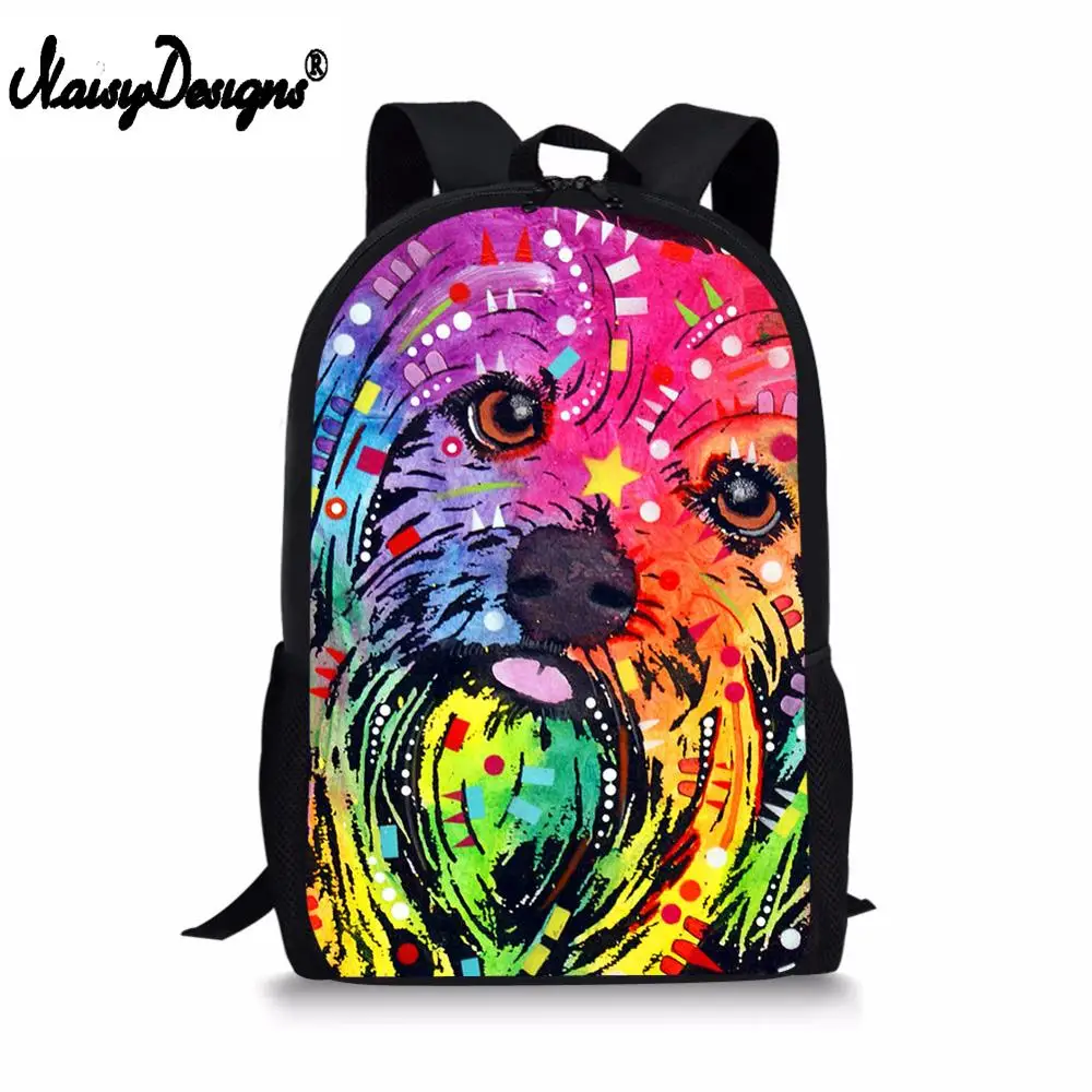 

2019 Women School Backpacks Art Pug Yorkshike Terrier Greyhound Dogs Schoolbag For Teen Man Student Book Pencil Bag Boys Satchel