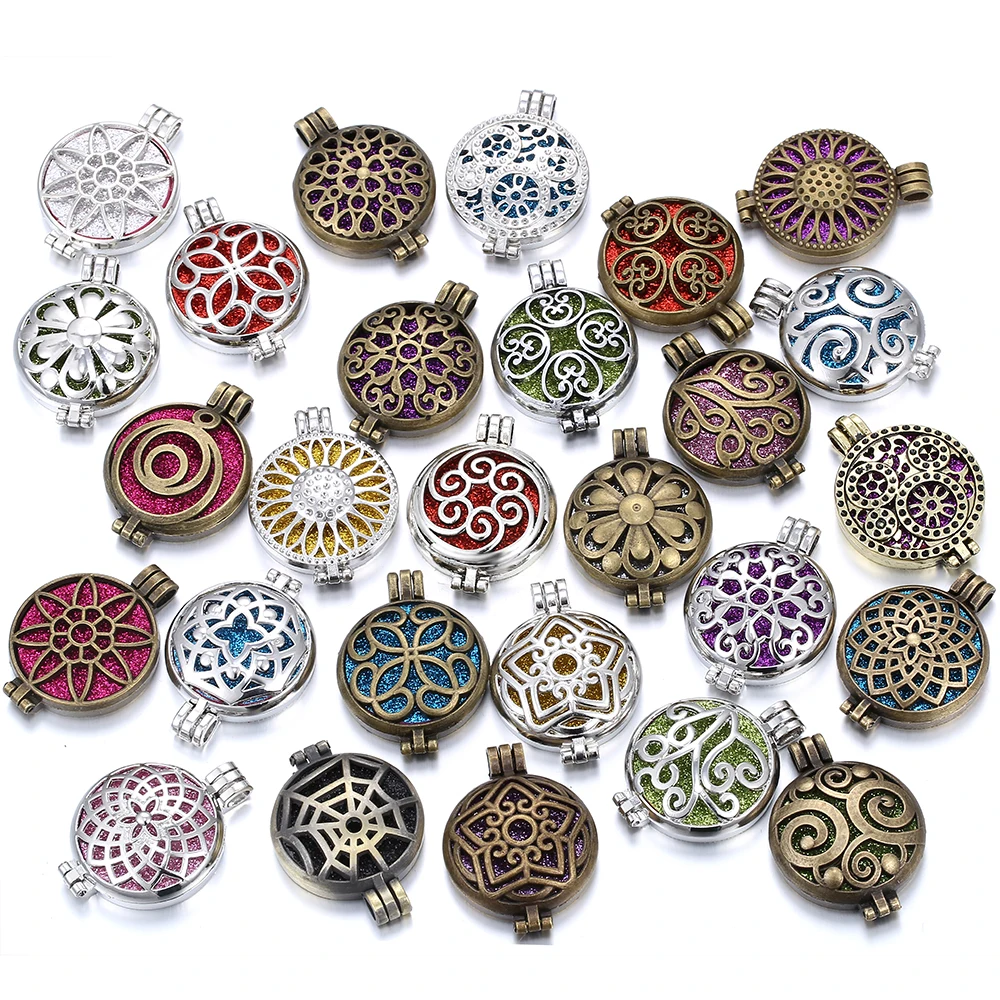 

Aromatherapy Jewelry Perfume Necklace Lotus Lockets Pendant Essential Oil Diffuser Perfume Aroma Diffuser Necklace for Women