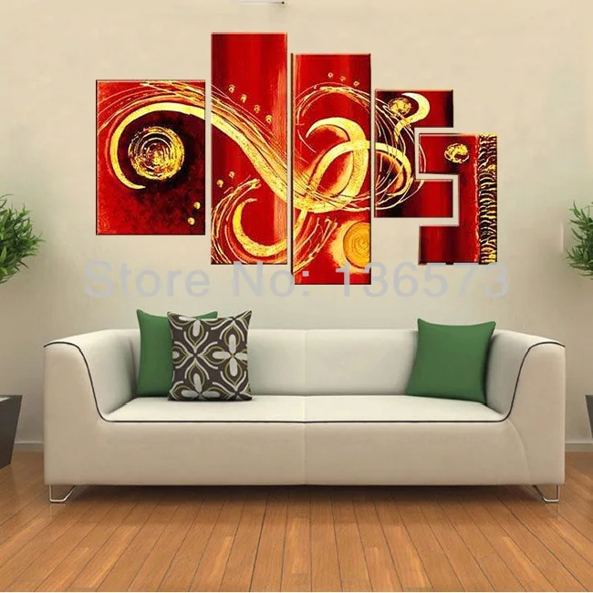 Wall Pictures Red Wall Art Hand painted modern oil painting on canvas 5