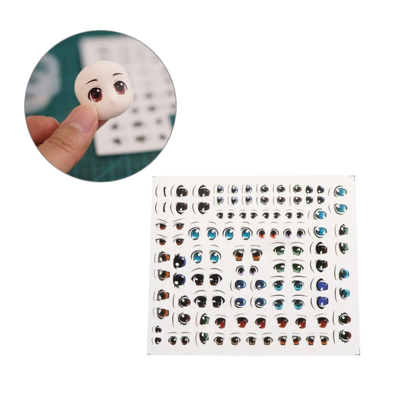 1 Sheet Anime Figurine Eyes Sticker Cartoon Figurine Doll Face Organ Paster Clay Decals Mold