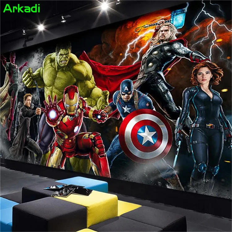 مخصص 3D المنتقمون صور خلفيات الهيكل الرجل الحديدي الكابتن أمريكا جدارية بنين نوم أي حجم جدارية