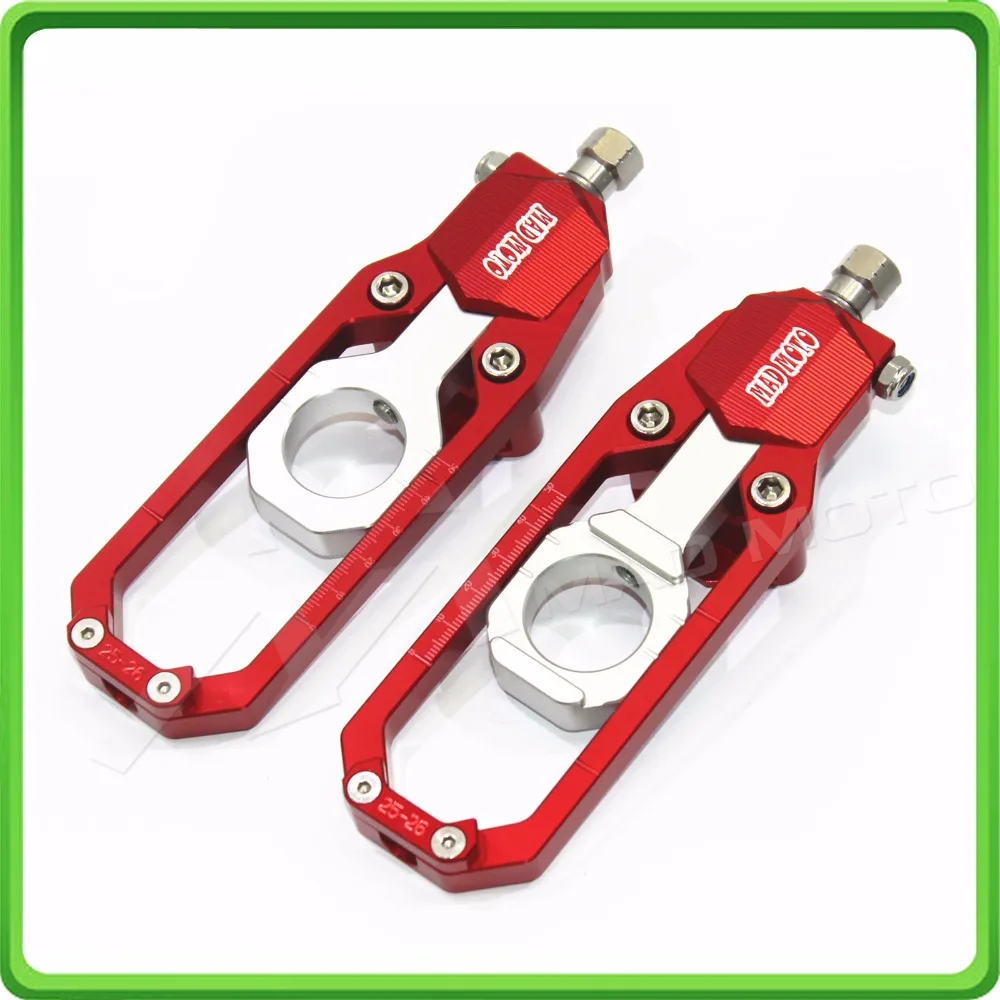 Aluminum motorcycle Chain Tensioner Adjuster fit for YAMAHA R1 YZF R1 2015 2016 2017 YZF-R1 15 16 17 Red & Silver (3)