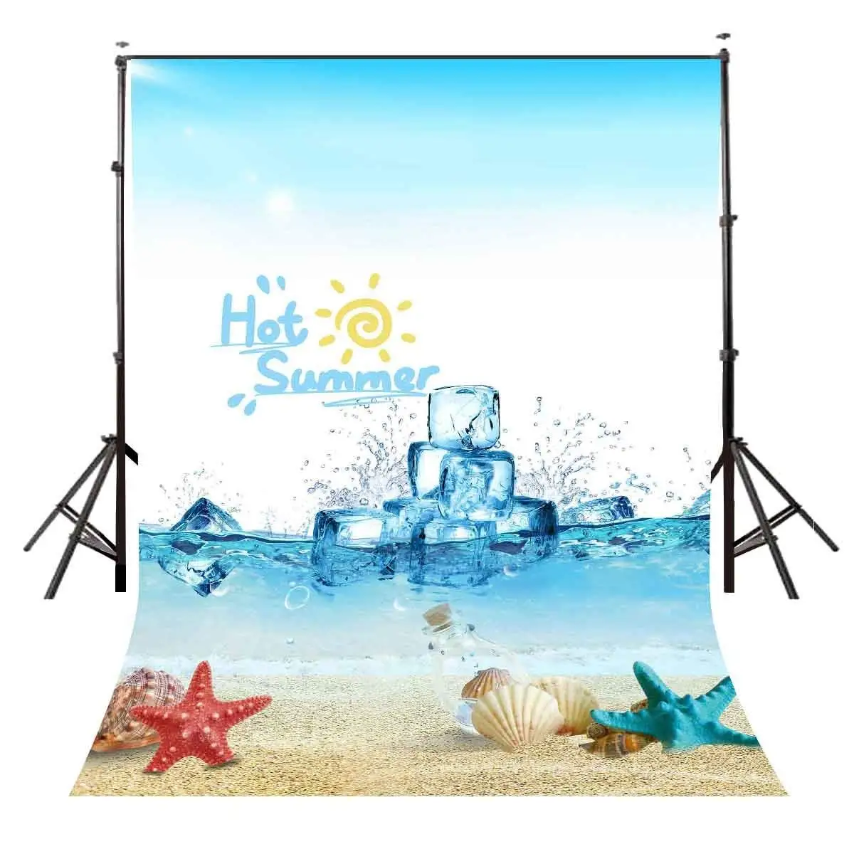 

5x7ft Summer Style Backdrop Hot Summer Ocean Ice Cubes Cool Photography Background and Studio Photography Backdrop Props