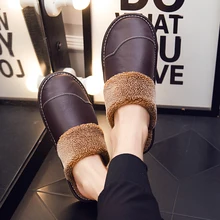 Домашние зимние кожаные тапочки; вельветовые мужские тапочки из овечьей шерсти; теплые хлопковые тапочки для мужчин и женщин; домашняя обувь для пар; Женская нескользящая обувь