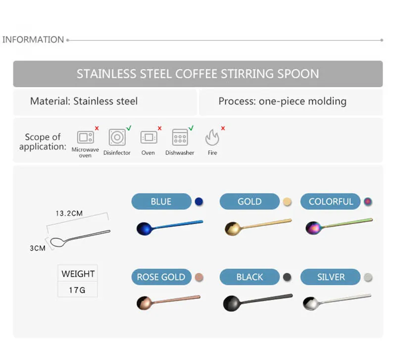 Нержавеющая сталь 7 цветов красочные кофейные ложки ледяные десертные ложка с длинной ручкой из розового золота ложка-мешалка кухонная посуда
