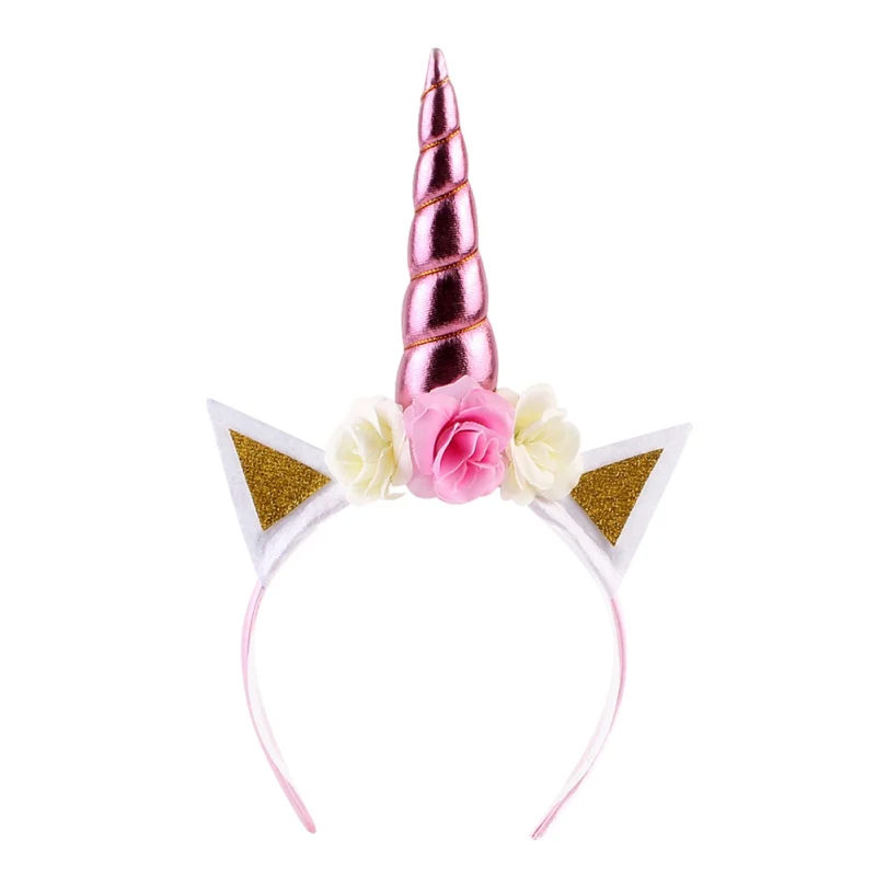 

2018 Children Hair Bands Lovely Hair Accessories Newborn Girls Unicorn Headband Birthday Crown Flower Shiny S2