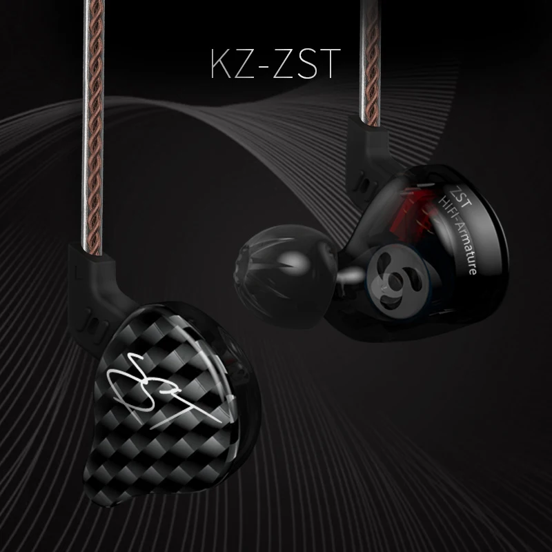 Наушники вкладыши KZ ZST/ZSTX 1BA + 1DD гибридная гарнитура HIFI спортивные наушники с