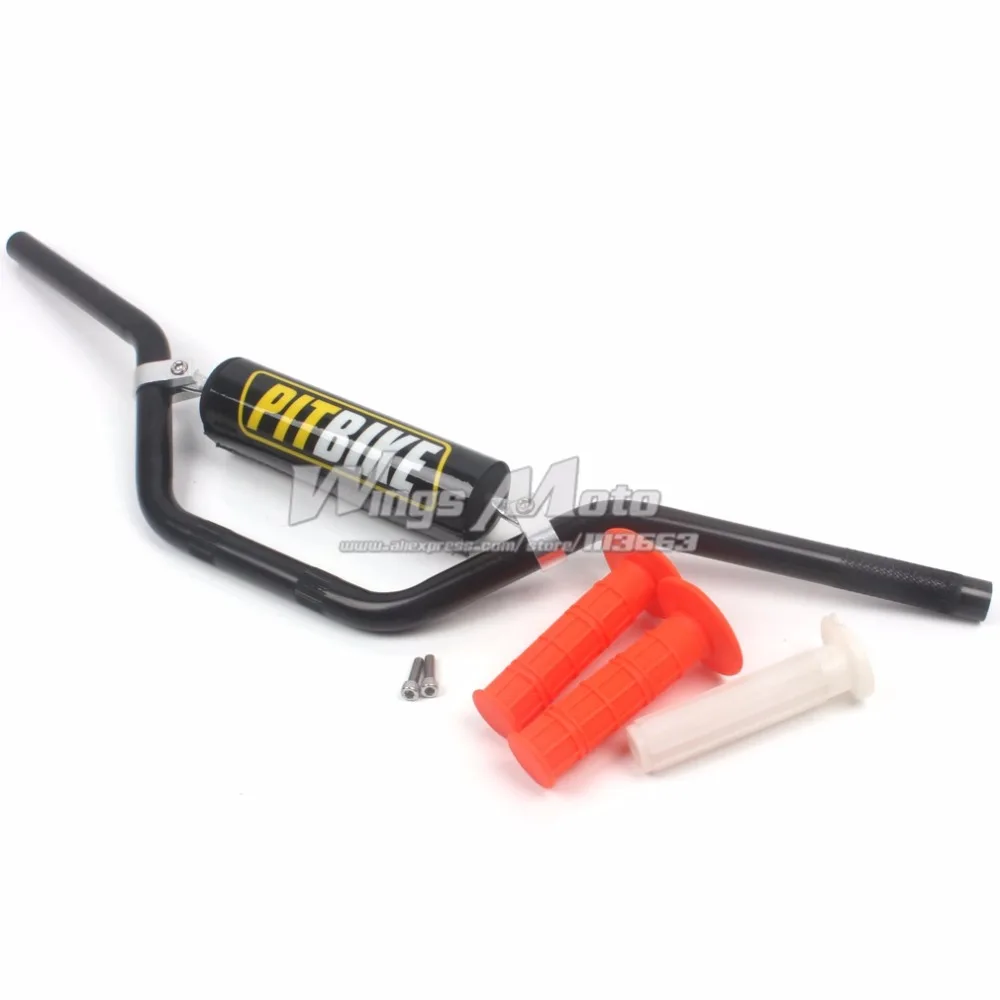 Motorcycle 7/8" 22MM Handlebar Black Handle Bar + Foam Pad + Orange